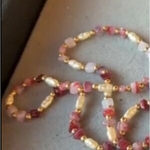 Vintage Napier Pink and Gold Beaded Necklace